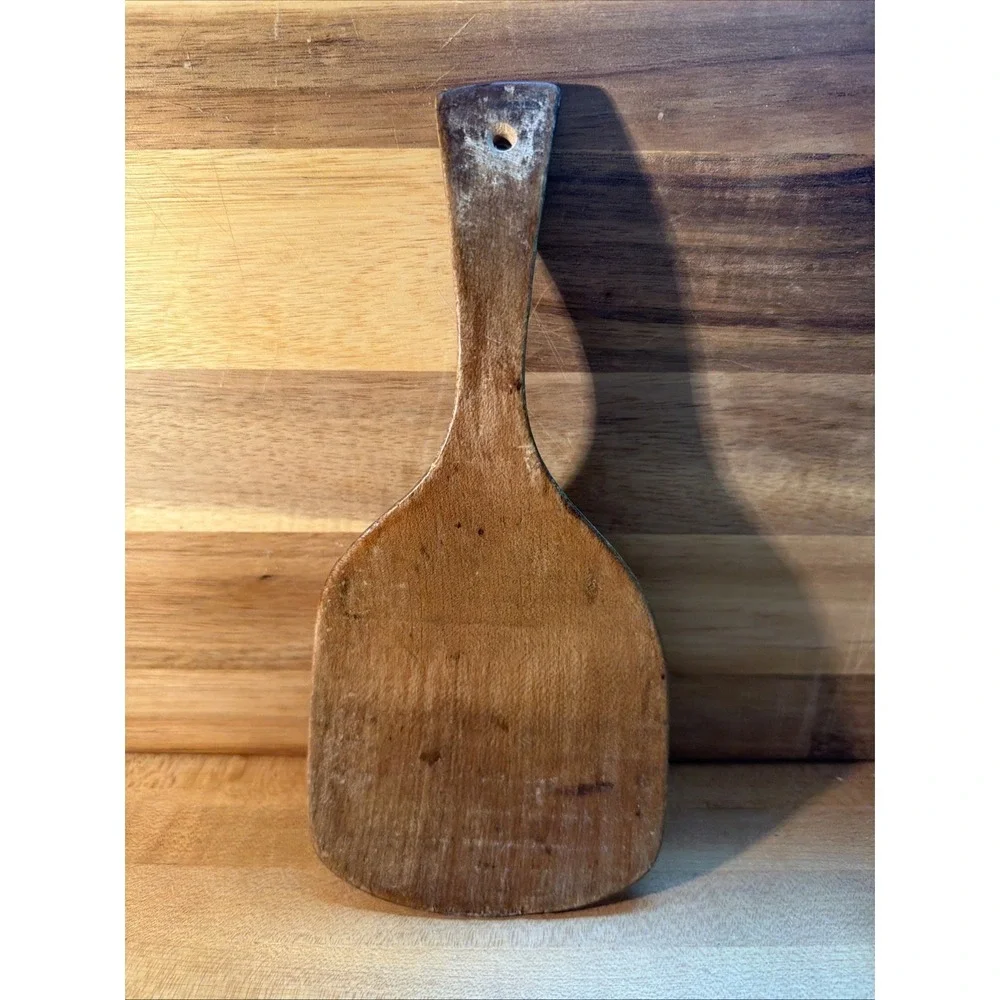 Vintage Primitive Wooden Curved Butter Paddle